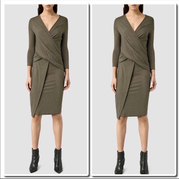 All Saints Adria Dress In Wren Brown - Picture 2 of 4